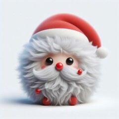 3D realistic adorable fluffy funny Santa claus expression on a white background