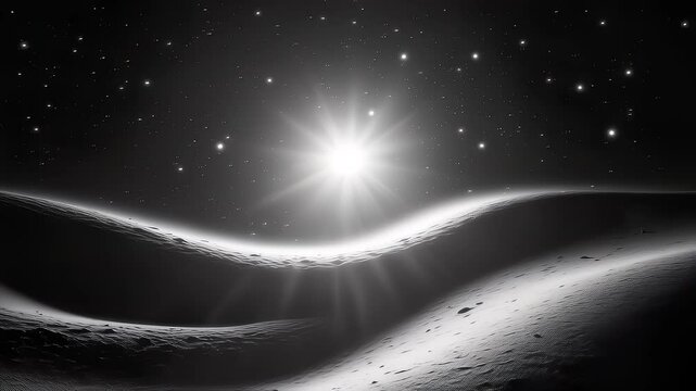Celestial Dawn Monochrome Lunar Landscape