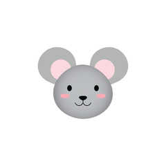 Cute Mouse Face Flat Animal Icon