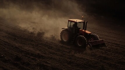 Obraz premium Tractor plowing field