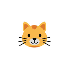 Cute Flat Cartoon Cat Face Icon