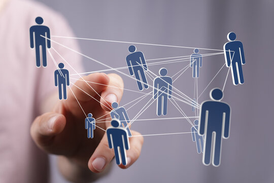 Image depicts a network of people, symbolizing teamwork, collaboration, and global connections in business. - Powered by Adobe