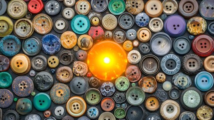 Vibrant Colorful Button Mosaic Art Background