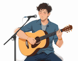 Obraz premium Simple Illustration of an Acoustic Guitar