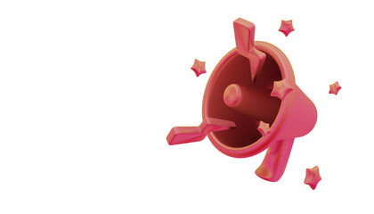 3D megaphone with stars, concept of discount or sale promotion.