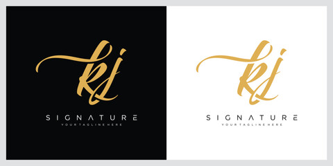 Initial letter KJ handwriting logo vector