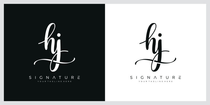 HJ Initial handwriting logo vector template