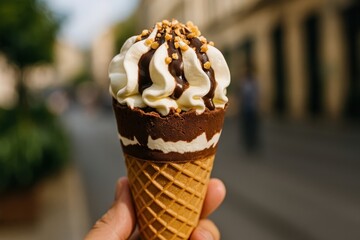 Delicious chocolate vanilla ice cream