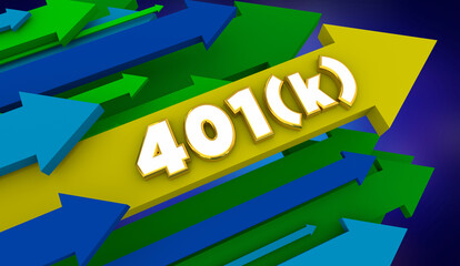 401(k) Arrows Rising Wealth Growing Retirement Savings Investment Account 3d Illustration