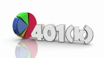 401K Retirement Investment Account Pie Chart Portfolio Money Analysis Data 3d Animation