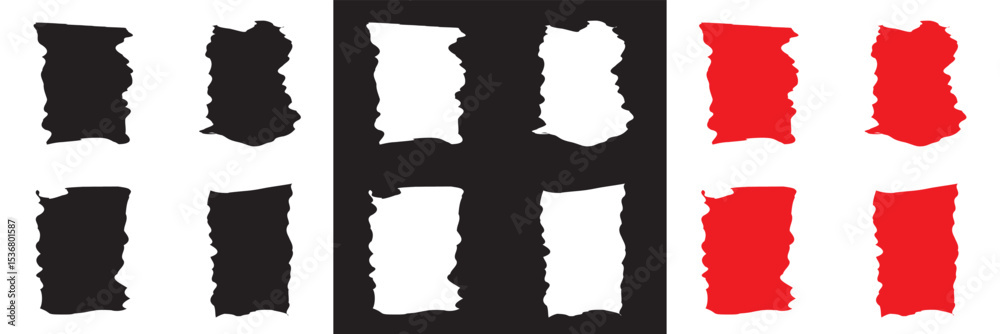 Wall mural empty pieces of ripped teared sheets with jagged edges. scraps of torn paper vector. vector for webs