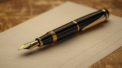 Elegant fountain pen on aged paper
