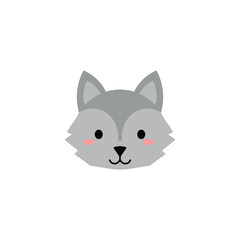 Wolf Face Flat Icon for Design