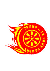 85 ans roue tourne anniversaire pneu flamme feu