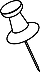 Simple illustration of a classic push pin or thumbtack vector silhouette