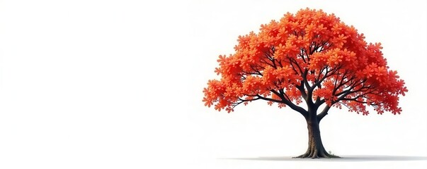 Single deciduous tree, branches reaching, vibrant white backdrop, element, tree, landscape