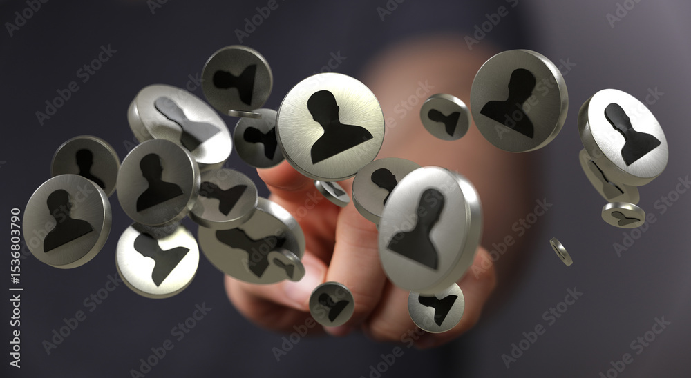 Poster Abstract image depicting the management and flow of digital identities and profiles.