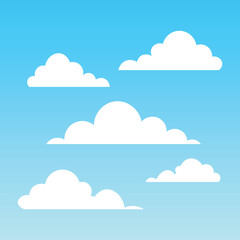 Clouds silhouettes icon with blue gradient background vector collection of various shapes.