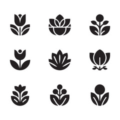flower shape vector, floral icon set, flowers vector silhouette, symmetrical floral patterns, lotus, petals, abstract blossoms, nature design floral elements illustrations