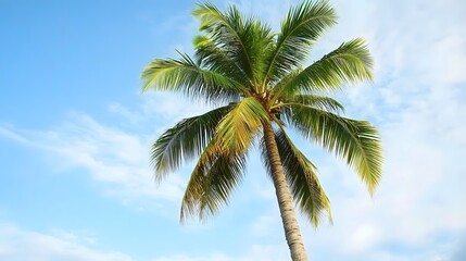 Majestic Palm Tree Against Vibrant Blue Sky
