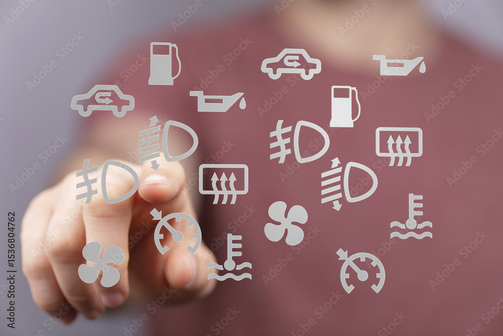 Poster Learn to identify and understand common car warning lights.  Avoid costly repairs with our guide!