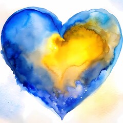 Blue and yellow heart on a white background, I love Ukraine
