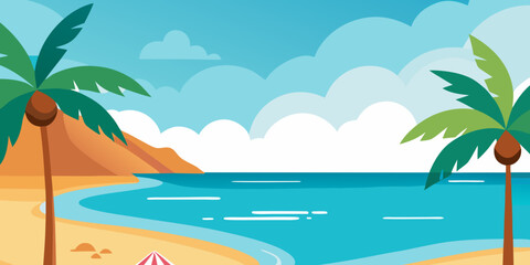 Obraz premium Beach Background, Social media Template - Vector