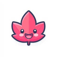 Obraz premium Cute pink kawaii maple leaf