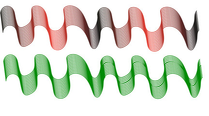 Colorful abstract wave lines in green and red on white background

