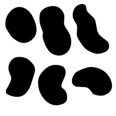 Collection of abstract blob shapes with smooth, freeform curves. The black blobs are organically shaped and ideal for use in modern web design, branding, or background elements.