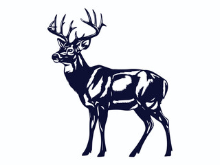 deer vector illustration, deer silhouette vector art