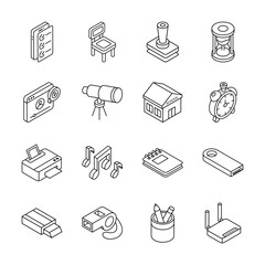 Download our premium collection showing study material isometric icons