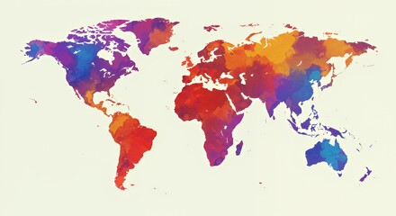 Colorful Watercolor World Map: A Global Perspective