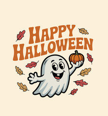 Happy Halloween, pumpkin, cat, autumn, vector, illustration.  jack-o-lantern, fall, smile, funny, card, typography set design.