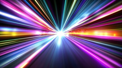 Vibrant streaks of light converge to a central point.