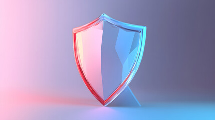 Cyber security safety shield in minimalistic style. 3d vector illustration. white background