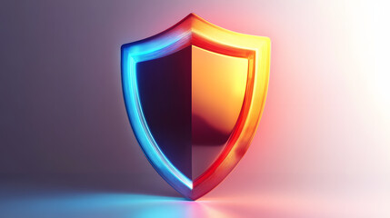 Cyber security safety shield in minimalistic style. 3d vector illustration. white background
