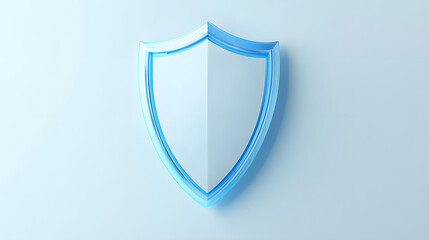 Cyber security safety shield in minimalistic style. 3d vector illustration. white background