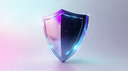 Cyber security safety shield in minimalistic style. 3d vector illustration. white background