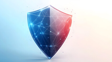 Cyber security safety shield in minimalistic style. 3d vector illustration. white background