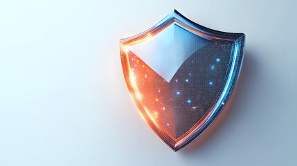 Cyber security safety shield in minimalistic style. 3d vector illustration. white background