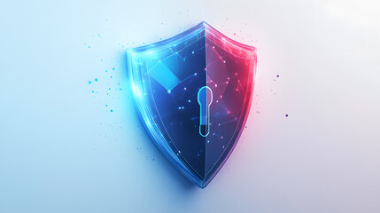 Cyber security safety shield in minimalistic style. 3d vector illustration. white background
