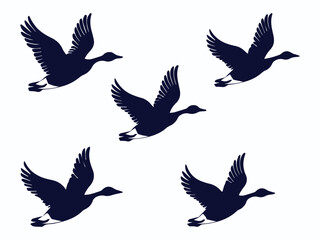 group of flying geese vector illustration, geese silhouette set vector art