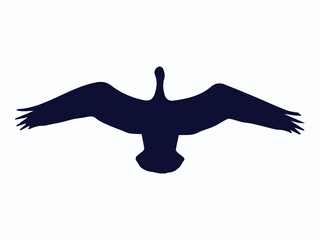 single flying goose vector illustration, silhouette of flying goose vector art