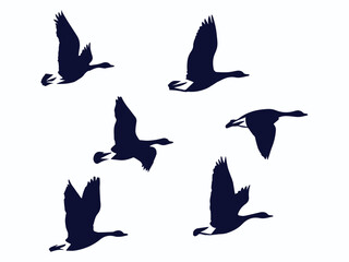 group of flying geese vector illustration, geese silhouette set vector art