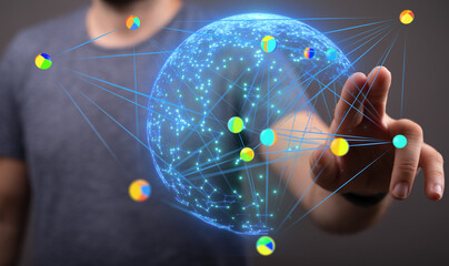 Interactive visualization of global data networks.  Ideal for technology, business, and...