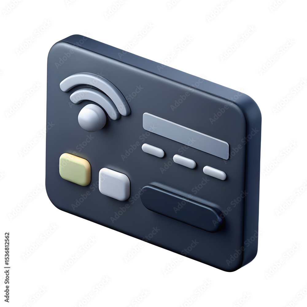 Aufkleber modern 3d rendering of a digital device featuring wifi connectivity and button elements for seamless