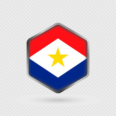 Saba Flag Icon in Hexagon Shape.