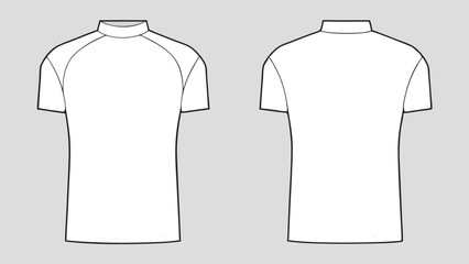 Blank white t-shirt template. Front and back view


