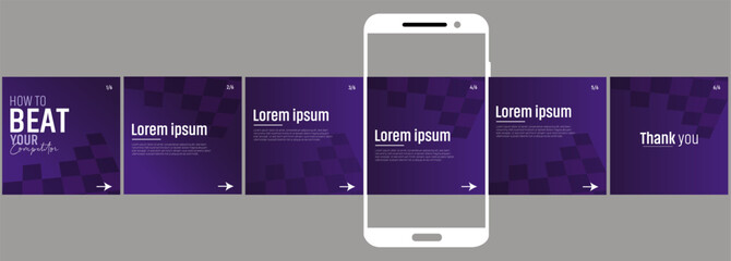 social media carousel, step by step guide to write Instagram carousel design, Set of LinkedIn carousel post.